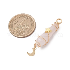 3Pcs 3 Styles Natural Rose Quartz Pointed Copper Wire Wrapped Faceted Bullet Big Pendants&nbsp;PALLOY-JF03572-05