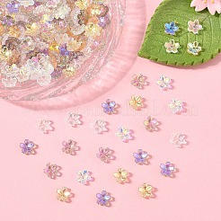 50Pcs Transparent Electroplate Glass Bead Caps&nbsp;EGLA-YW0007-17A