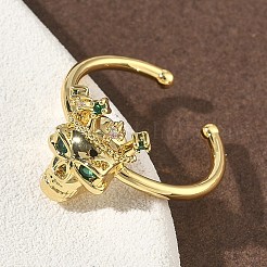 Brass Micro Pave Cubic Zirconia Cuff Rings&nbsp;RJEW-G364-03G-02