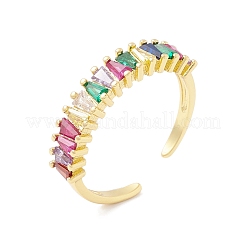 Colorful Cubic Zirconia Triangle Open Cuff Ring&nbsp;RJEW-B037-03G