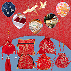 12Pcs 6 Styles Silk Packing Pouches Set&nbsp;ABAG-HY0001-01