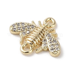 Brass Micro Pave Clear Cubic Zirconia Connector Charms&nbsp;KK-G491-43G