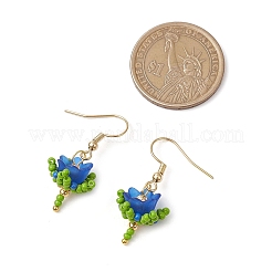 Flower Handmade Glass Seed Beads & Acrylic Beads Dangle Earrings&nbsp;EJEW-MZ00359-03