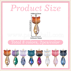 16Pcs 8 Colors Cat Shape Glass Pendants&nbsp;PALLOY-BM00024