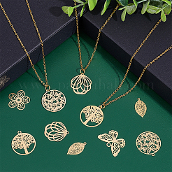 36Pcs 6 Style Rack Plating 201 Stainless Steel Filigree Pendants&nbsp;STAS-UN0036-12