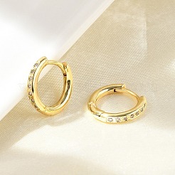 Brass Micro Pave Clear Cubic Zirconia Hoop Earrings&nbsp;EJEW-D311-145G