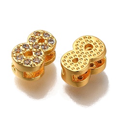 Rack Plating Number Brass Micro Pave Clear Cubic Zirconia Silde Charms&nbsp;KK-A231-13I