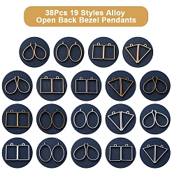 38Pcs 19 Styles Alloy Open Back Bezel Pendants&nbsp;FIND-FS0003-61