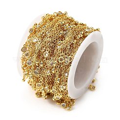 Brass Cubic Zirconia Cable Chains&nbsp;CHC-H112-02G-02
