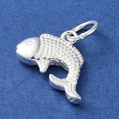 925 Sterling Silver Fish Charms with Jump Rings&nbsp;STER-E071-01S-05