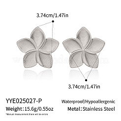 304 Stainless Steel Stripe Flower Stud Earrings&nbsp;BI3627-2