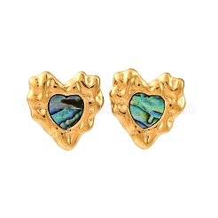 304 Stainless Steel Natural Paua Shell Stud Earrings&nbsp;EJEW-Z103-06G-01