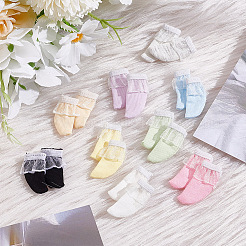 18 Pairs 9 Colors Cloth Doll Lace Short Socks&nbsp;AJEW-GO0001-92