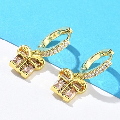 Gift Brass Micro Pave Cubic Zirconia Hoop Earrings&nbsp;EJEW-U057-05G