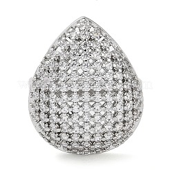 Plating Brass Micro Pave Cubic Zirconia Open Cuff Rings&nbsp;RJEW-K266-14P