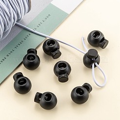 1-Hole Dyed Iron Spring Loaded Eco-Friendly Plastic Round Buckle Cord Toggle Lock Beans Stoppers for Sportwear Luggage Backpack Straps&nbsp;LS-X-FIND-E004-60B-18mm