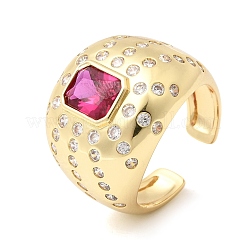 Brass Micro Pave Cubic Zirconia Cuff Open Rings for Women&nbsp;RJEW-L343-03G-05