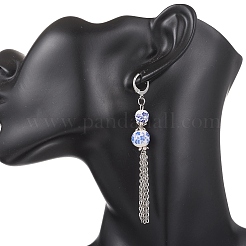 Handmade Flower Printed Porcelain Ceramic Beads Leverback Earrings&nbsp;EJEW-JE06893