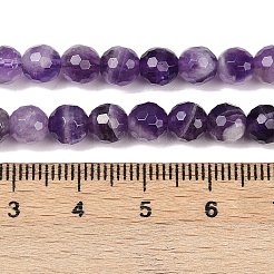 Faceted Round Natural Chevron Amethyst Bead Strands&nbsp;G-L437-22-6mm