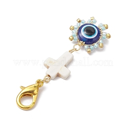 Evil Eye Glass & Resin Pendant Decoration&nbsp;HJEW-MZ00072