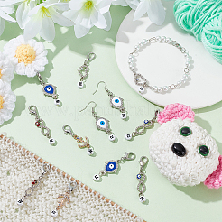 Alloy Rhinestone Evil Eye Pendant Locking Stitch Markers with Acrylic Beads&nbsp;HJEW-AB00081
