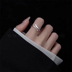 Heart & Wing Rhodium Plated 925 Sterling Silver Cuff Rings&nbsp;FS-WGFEBDA-01