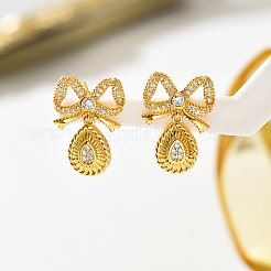 Brass Micro Pave Cubic Zirconia Stud Dangle Earrings for Women&nbsp;DA7304