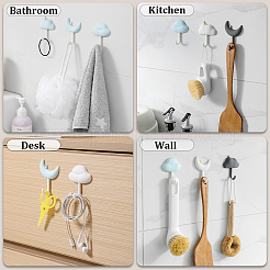 3 Sets 3 Colors Sky Theme Cloud & Moon Shape Traceless Adhesive Wall Hooks&nbsp;AJEW-GF0006-94