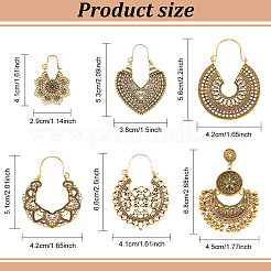 6 Pairs 6 Style Alloy Hollow Thick Hoop Earrings&nbsp;EJEW-AN0001-12