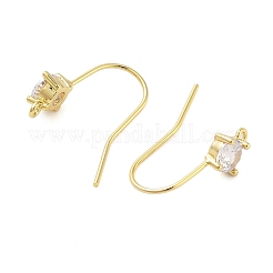 Brass Micro Pave Cubic Zirconia Earrings Findings&nbsp;EJEW-B063-05G-06