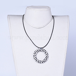 Raffia Woven Pendants Necklaces&nbsp;NJEW-JN02359-02