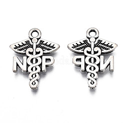 Tibetan Style Alloy NP Caduceus Medical Symbol Charms&nbsp;TIBEP-N008-136
