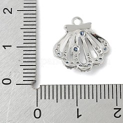 Brass Pave Light Sky Blue and Clear Cubic Zirconia Sea Animal Connector Charms&nbsp;LS-KK-M326-07A-P