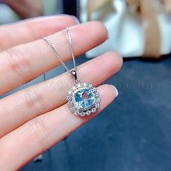 Square Alloy Rhinestone Pendant Necklace & Stud Earring & Finger Ring Sets&nbsp;WG30FCB-01