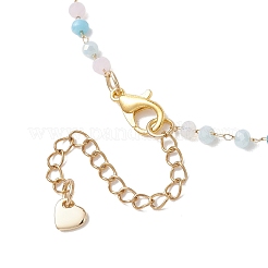 Handmade Faceted Rondelle Glass Beaded Necklaces with 304 Stainless Steel Chian for Women&nbsp;NJEW-JN05910