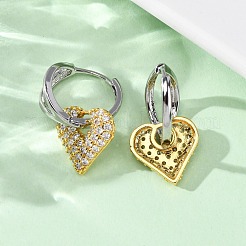 Brass Micro Pave Clear Cubic Zirconia Hoop Earrings&nbsp;EJEW-D322-08PG-01