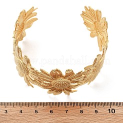 Ion Plating(IP) Flower 304 Stainless Steel Cuff Bangles for Women&nbsp;BJEW-A026-01G-01