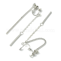Rertangle Alloy Chain Tassel Clip-on Earrings for Women Men&nbsp;EJEW-C093-02P