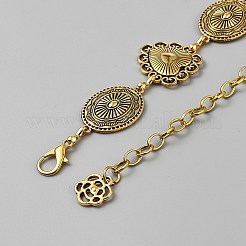 Tibetan Style Zinc Alloy Embossed Heart and Oval Link Chain Belts for Women&nbsp;AJEW-WH0348-856