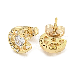 Brass Micro Pave Cubic Zirconia Ear Studs&nbsp;EJEW-P261-26D-G