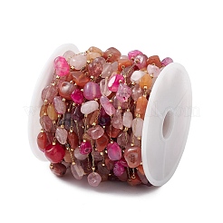 304 Stainless Steel Nuggets Gemstone Link Chains&nbsp;CHS-P016-49G-01