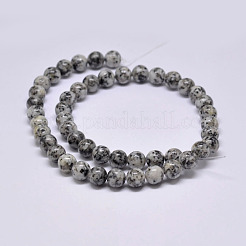 Natural Sesame Jasper/Kiwi Jasper Beads Strands&nbsp;G-F351-6mm