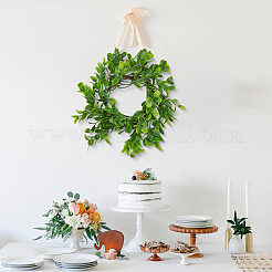 2Pcs Cloth Artificial Leaf Candle Rings Wreath&nbsp;AJEW-SP0004-47B