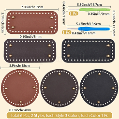 6Pcs 6 Styles Rectangle and Round PU Leather Knitting Crochet Bags Nail Bottom Shaper Pad&nbsp;DIY-CL0002-18