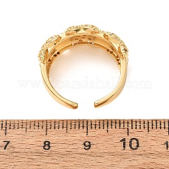 Brass Micro Pave Cubic Zirconia Cuff Open Rings&nbsp;CU-CBAB3AD-17G