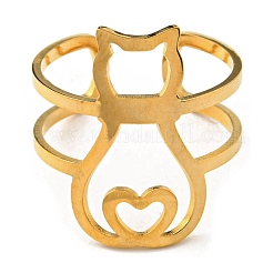 304 Stainless Steel Hollow Cat Open Cuff Ring&nbsp;LS-RJEW-F149-02G