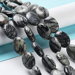 Natural Black Silk Stone/Netstone Beads Strands&nbsp;G-L164-A-24