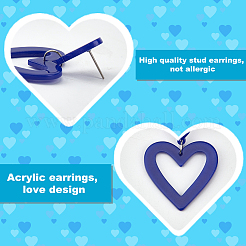 9 Pairs 9 Style Hollow Heart Acrylic Dangle Stud Earrings for Woman&nbsp;EJEW-AN0004-09
