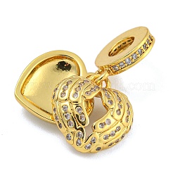 Rack Plating Brass Micro Pave Clear Cubic Zirconia European Dangle Charms&nbsp;KK-I718-21A-G