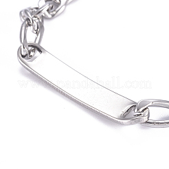 667 Stainless Steel Figaro Chain ID Bracelets&nbsp;LS-BJEW-G631-05P-1